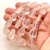Rose Quartz 10-23mm Smooth Nugget Shape AA Grade Gemstone Beads Strand - Total 1 Strand of 22 Inch.