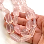 Rose Quartz 10-23mm Smooth Nugget Shape AA Grade Gemstone Beads Strand - Total 1 Strand of 22 Inch.