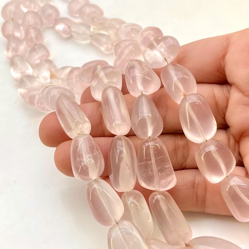 Rose Quartz 10-23mm Smooth Nugget Shape AA Grade Gemstone Beads Strand - Total 1 Strand of 22 Inch.