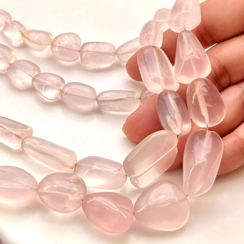 Rose Quartz 10-23mm Smooth Nugget Shape AA Grade Gemstone Beads Strand - Total 1 Strand of 22 Inch.