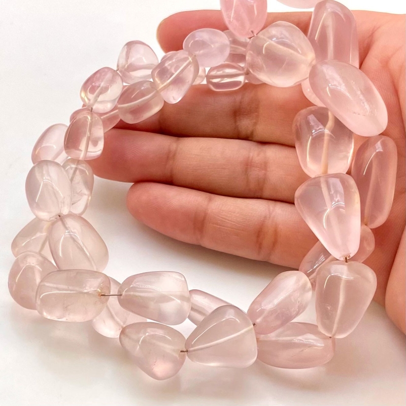 Rose Quartz 10-23mm Smooth Nugget Shape AA Grade Gemstone Beads Strand - Total 1 Strand of 22 Inch.