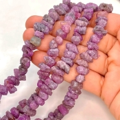 Ruby 8-13mm Rough Cut Nugget Shape AA Grade Gemstone Beads Lot - Total 8 Strands of 10 Inch.