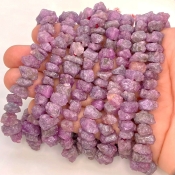 Ruby 8-13mm Rough Cut Nugget Shape AA Grade Gemstone Beads Lot - Total 8 Strands of 10 Inch.