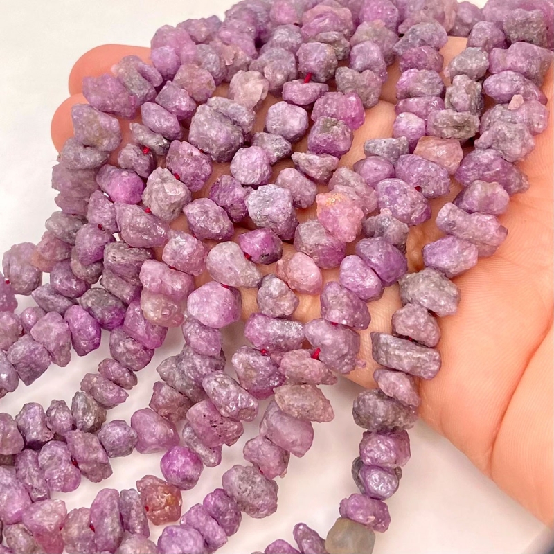 Ruby 8-13mm Rough Cut Nugget Shape AA Grade Gemstone Beads Lot - Total 8 Strands of 10 Inch.