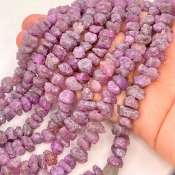 Ruby 8-13mm Rough Cut Nugget Shape AA Grade Gemstone Beads Lot - Total 8 Strands of 10 Inch.