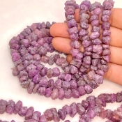 Ruby 8-13mm Rough Cut Nugget Shape AA Grade Gemstone Beads Lot - Total 8 Strands of 10 Inch.