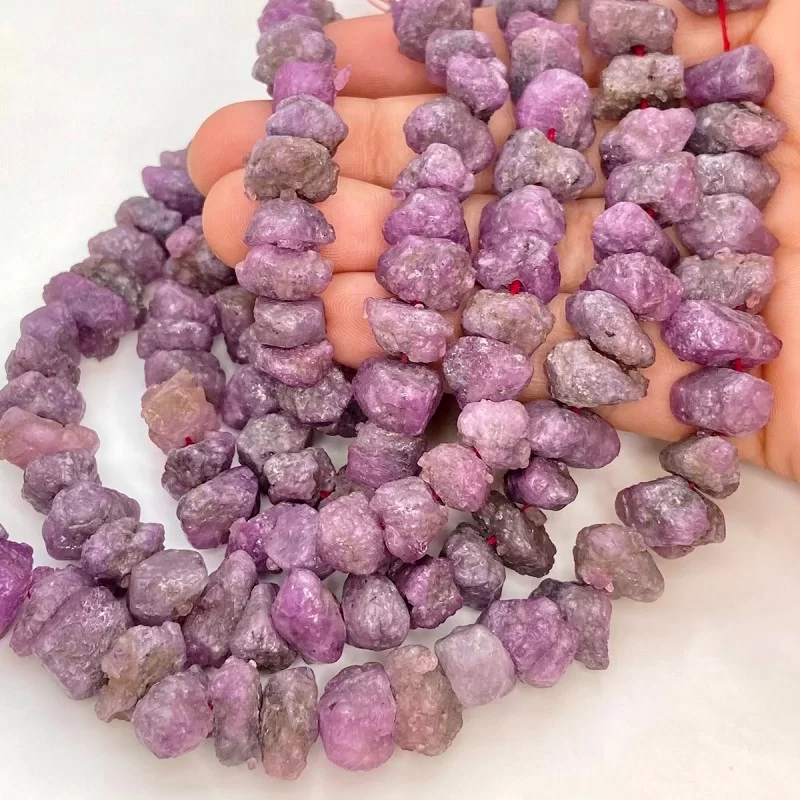 Ruby 10-13mm Rough Cut Nugget Shape AA Grade Gemstone Beads Lot - Total 5 Strands of 10 Inch.