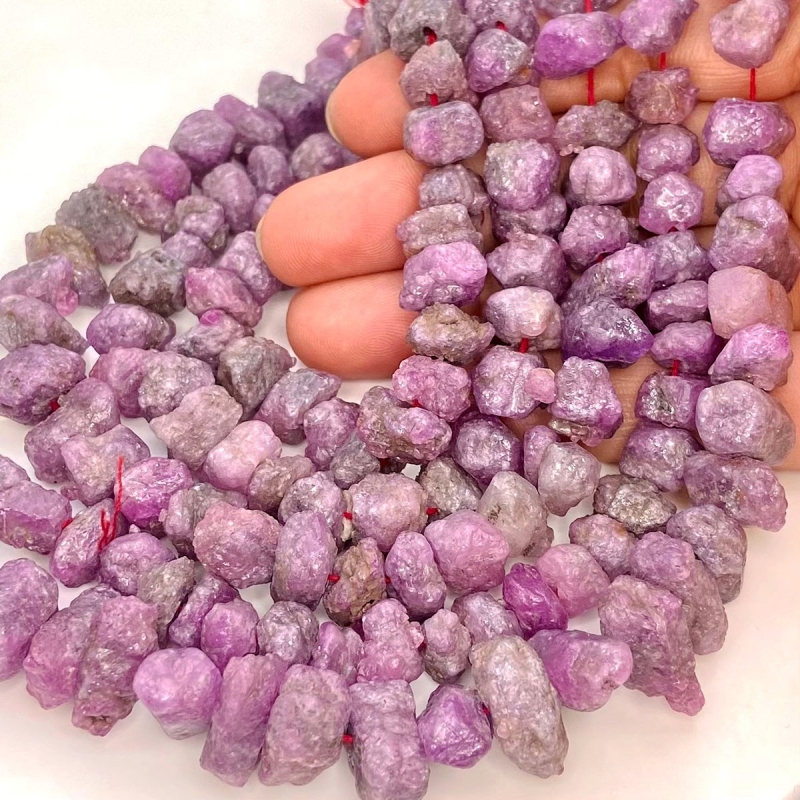Ruby 9-16mm Rough Cut Nugget Shape AA Grade Gemstone Beads Lot - Total 5 Strands of 10 Inch.