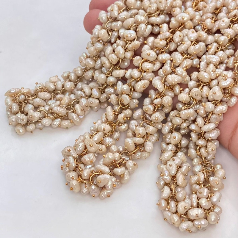 White Freshwater Pearl 5-8mm Smooth Potato Shape AA Grade Gemstone Beads Strand - Total 1 Strand of 22 Inch.