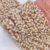 White Freshwater Pearl 5-8mm Smooth Potato Shape AA Grade Gemstone Beads Strand - Total 1 Strand of 22 Inch.