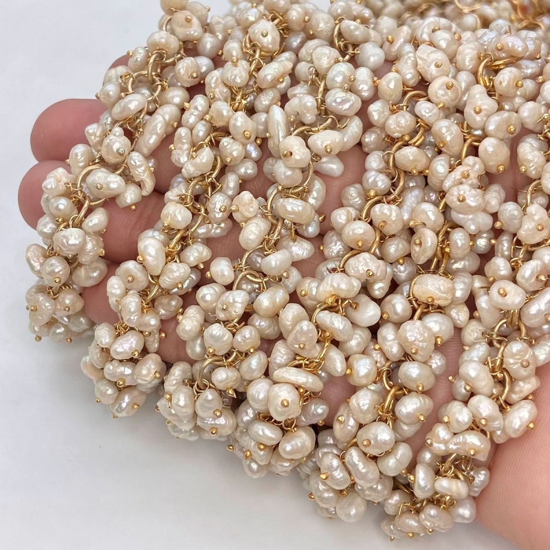 White Freshwater Pearl 5-8mm Smooth Potato Shape AA Grade Gemstone Beads Strand - Total 1 Strand of 22 Inch.