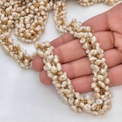 White Freshwater Pearl 5-8mm Smooth Potato Shape AA Grade Gemstone Beads Strand - Total 1 Strand of 22 Inch.
