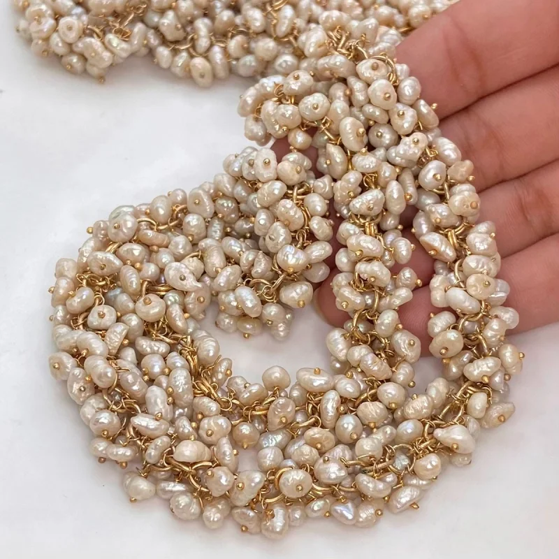 White Freshwater Pearl 5-8mm Smooth Potato Shape AA Grade Gemstone Beads Strand - Total 1 Strand of 22 Inch.