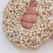 White Freshwater Pearl 5-8mm Smooth Potato Shape AA Grade Gemstone Beads Strand - Total 1 Strand of 22 Inch.