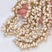 White Freshwater Pearl 6-11mm Smooth Potato Shape AA Grade Gemstone Beads Strand - Total 1 Strand of 23 Inch.