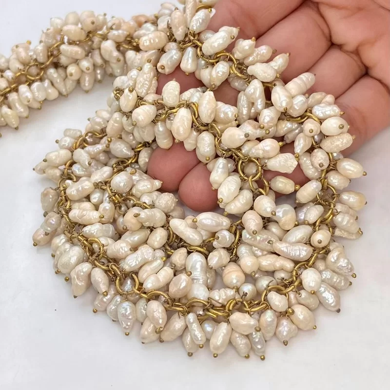 White Freshwater Pearl 6-11mm Smooth Potato Shape AA Grade Gemstone Beads Strand - Total 1 Strand of 23 Inch.