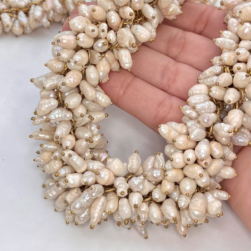 White Freshwater Pearl 6-11mm Smooth Potato Shape AA Grade Gemstone Beads Strand - Total 1 Strand of 23 Inch.