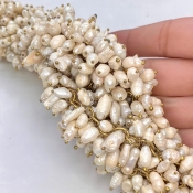 White Freshwater Pearl 6-11mm Smooth Potato Shape AA Grade Gemstone Beads Strand - Total 1 Strand of 23 Inch.