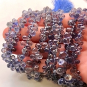 Iolite 5-10mm Smooth Drop Shape AA Grade Gemstone Beads Lot - Total 8 Strands of 8 Inch.