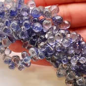 Iolite 5-10mm Smooth Drop Shape AA Grade Gemstone Beads Lot - Total 8 Strands of 8 Inch.