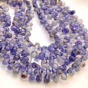 Iolite 5-10mm Smooth Drop Shape AA Grade Gemstone Beads Lot - Total 8 Strands of 8 Inch.