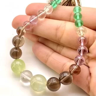 Multi Stones 6-13mm Smooth Round Shape AA Grade Gemstone Beads Strand - Total 1 Strand of 7 Inch.
