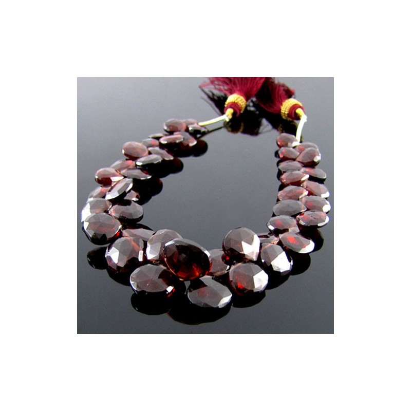 Garnet Briolette Heart Shape Gemstone Beads Strand - 8-9mm - 8 Inch - 1 Strand