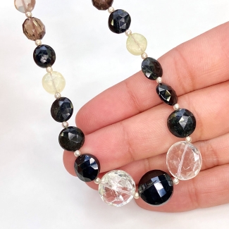 Multi Stones 5.5-13mm Faceted Round Shape AA Grade Gemstone Beads Strand - Total 1 Strand of 9 Inch.