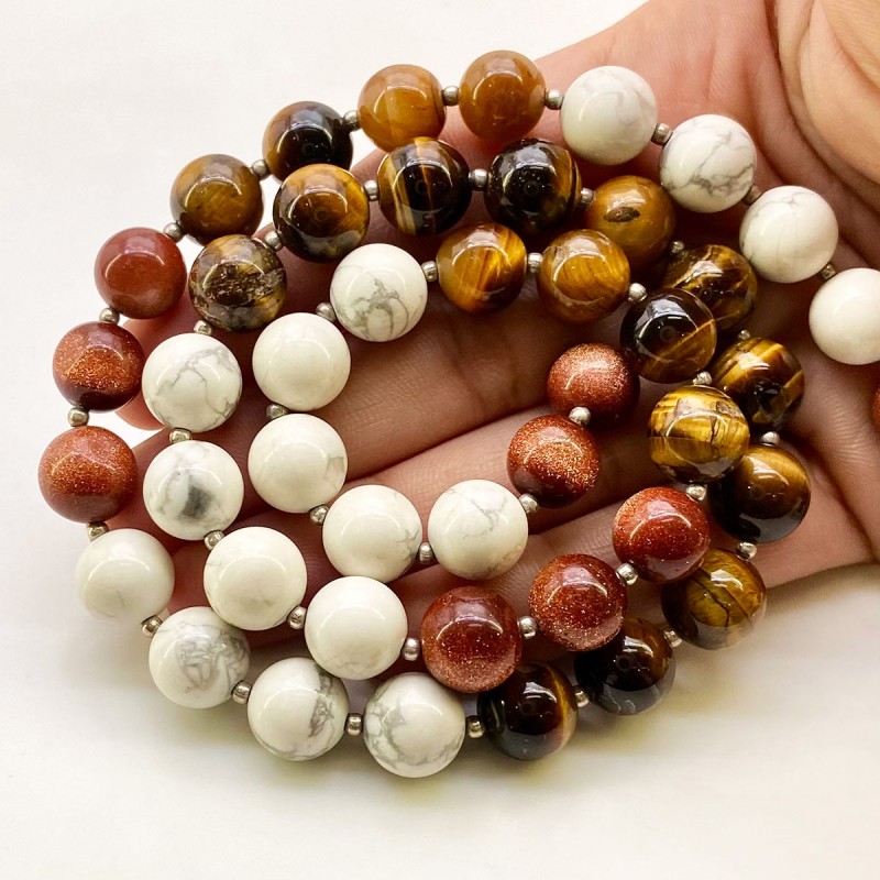 Multi Stones 9.5-10.5mm Smooth Round Shape AA Grade Gemstone Beads Strand - Total 1 Strand of 21 Inch.