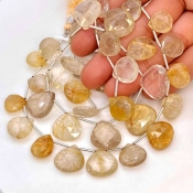 Golden Rutile 12-17mm Briolette Heart Shape AA Grade Gemstone Beads Lot - Total 3 Strands of 8 Inch.