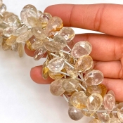 Golden Rutile 12-16mm Briolette Pear Shape AA Grade Gemstone Beads Lot - Total 7 Strands of 8 Inch.