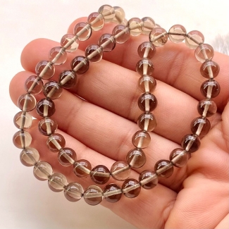 Smoky Quartz 6-6.5mm Smooth Round Shape AAA+ Grade Gemstone Beads Strand - Total 1 Strand of 15 Inch.