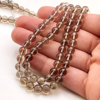 Smoky Quartz 6-6.5mm Smooth Round Shape AAA+ Grade Gemstone Beads Strand - Total 1 Strand of 15 Inch.