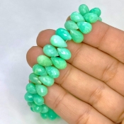 Chrysoprase 7-10mm Briolette Drop Shape AA Grade Gemstone Beads Strand - Total 1 Strand of 8 Inch.