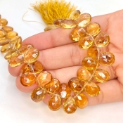 Beer Quartz 9-13mm Briolette Pear Shape AAA Grade Gemstone Beads Strand - Total 1 Strand of 9 Inch.