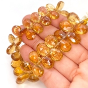 Beer Quartz 9-13mm Briolette Pear Shape AAA Grade Gemstone Beads Strand - Total 1 Strand of 9 Inch.