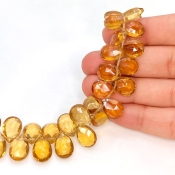 Beer Quartz 9-13mm Briolette Pear Shape AAA Grade Gemstone Beads Strand - Total 1 Strand of 9 Inch.