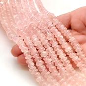 Rose Quartz 7-8mm Smooth Rondelle Shape A Grade Gemstone Beads Lot - Total 7 Strands of 13 Inch.