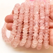 Rose Quartz 7-8mm Smooth Rondelle Shape A Grade Gemstone Beads Lot - Total 7 Strands of 13 Inch.