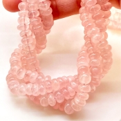 Rose Quartz 7-8mm Smooth Rondelle Shape A Grade Gemstone Beads Lot - Total 7 Strands of 13 Inch.