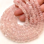 Rose Quartz 7-9mm Smooth Rondelle Shape AA Grade Gemstone Beads Lot - Total 8 Strands of 13 Inch.