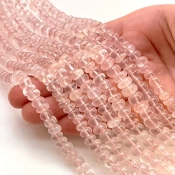 Rose Quartz 7-9mm Smooth Rondelle Shape AA Grade Gemstone Beads Lot - Total 8 Strands of 13 Inch.