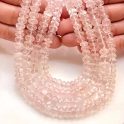 Rose Quartz 7-9mm Smooth Rondelle Shape AA Grade Gemstone Beads Lot - Total 8 Strands of 13 Inch.