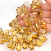 Beer Quartz 14-18mm Briolette Pear Shape AA+ Grade Gemstone Beads Strand - Total 1 Strand of 8 Inch.