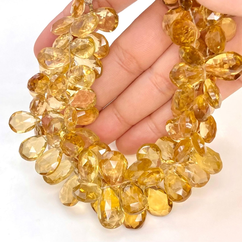 Beer Quartz 14-18mm Briolette Pear Shape AA+ Grade Gemstone Beads Strand - Total 1 Strand of 8 Inch.