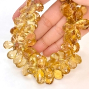 Beer Quartz 14-18mm Briolette Pear Shape AA+ Grade Gemstone Beads Strand - Total 1 Strand of 8 Inch.