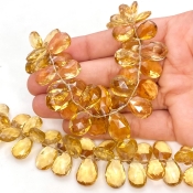 Beer Quartz 14-18mm Briolette Pear Shape AA+ Grade Gemstone Beads Strand - Total 1 Strand of 8 Inch.