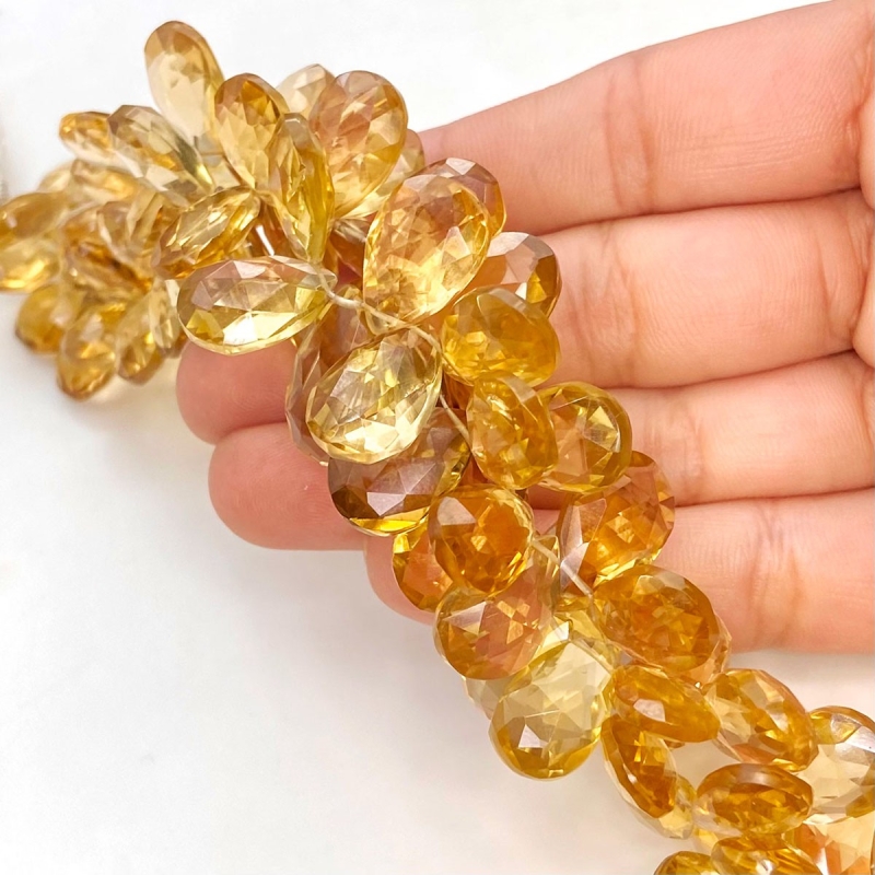 Beer Quartz 14-18mm Briolette Pear Shape AA+ Grade Gemstone Beads Strand - Total 1 Strand of 8 Inch.