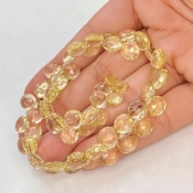Lemon Quartz 7-8mm Briolette Heart Shape AA Grade Gemstone Beads Strand - Total 1 Strand of 8 Inch.