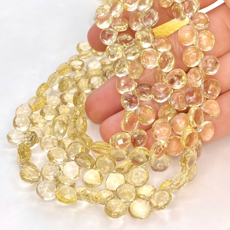 Lemon Quartz 7-8mm Briolette Heart Shape AA Grade Gemstone Beads Strand - Total 1 Strand of 8 Inch.